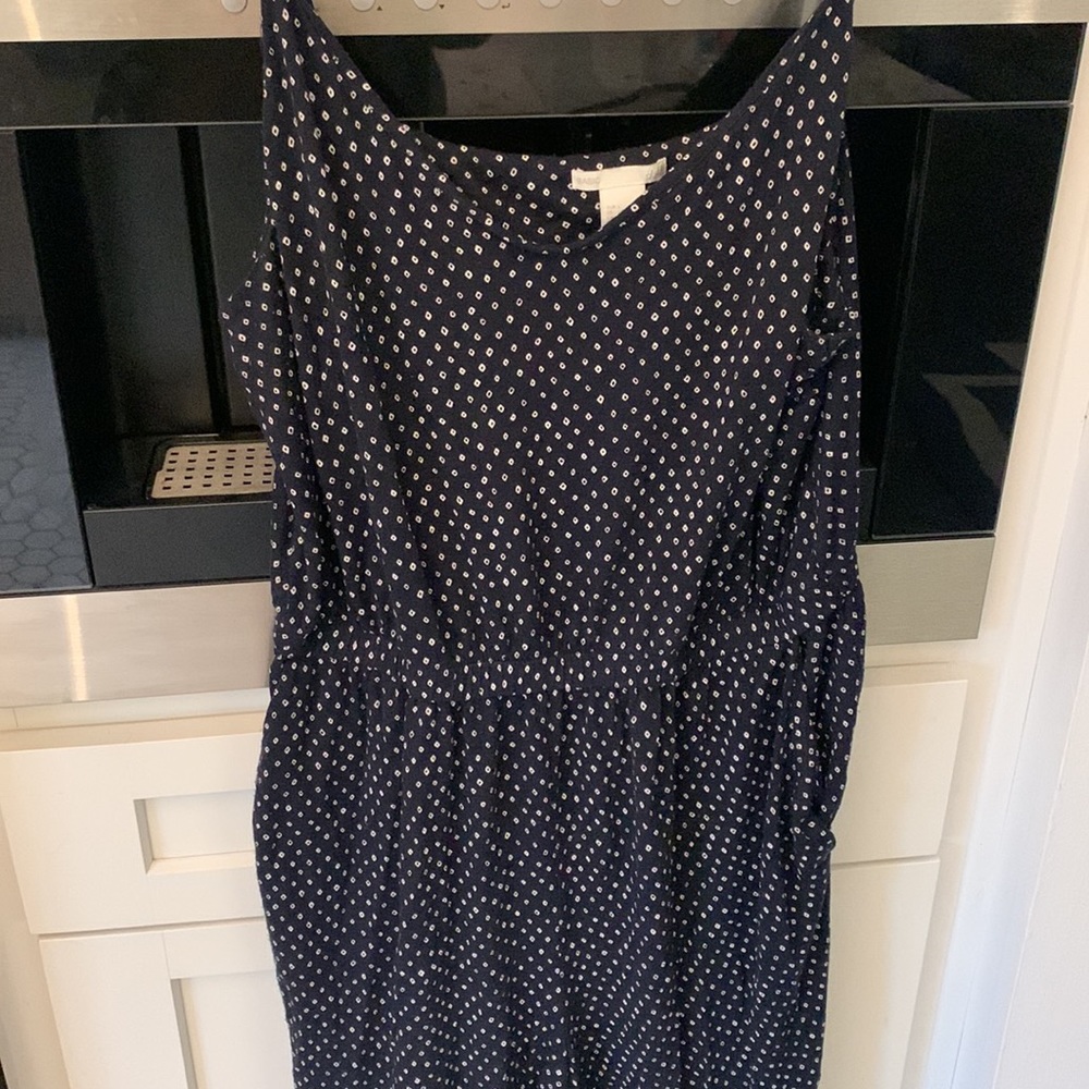 Navy and white pattern romper